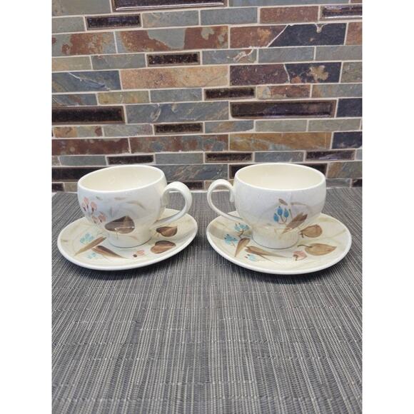 2 Vintage Random Harvest, Red Wing Pottery, Cup & Saucer, Futura Shape 1955 - Picture 1 of 5